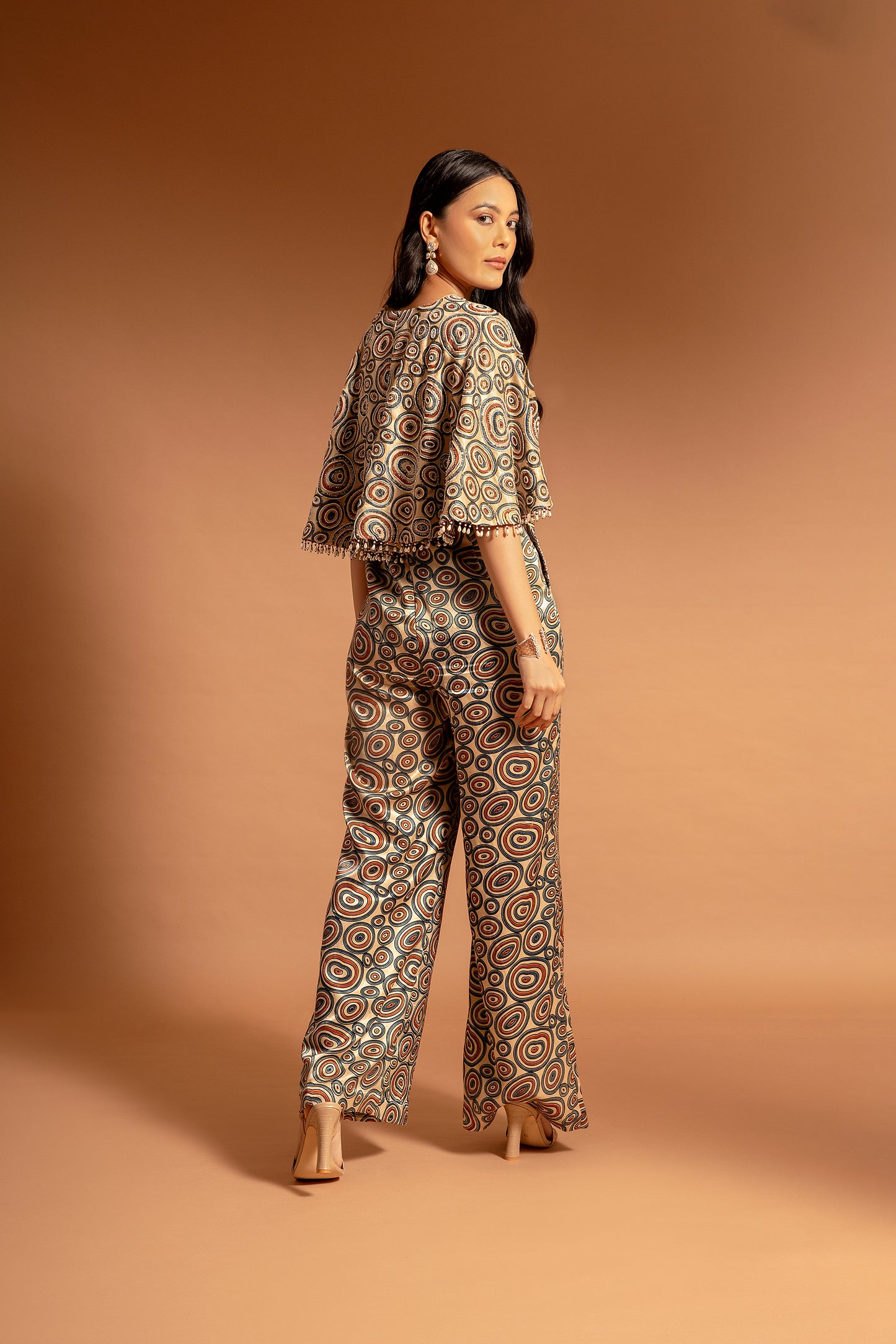 Ivory Ajrakh Print Wide Leg Jumpsuit