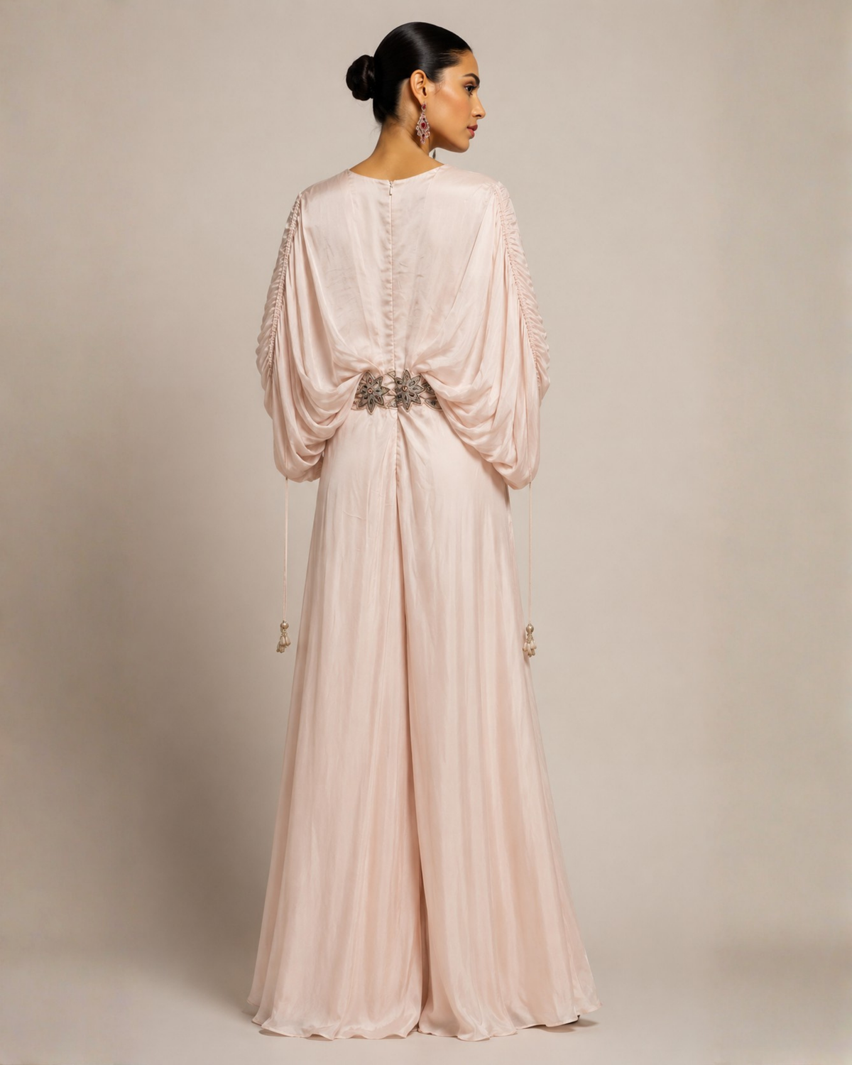 Blush Pink Draped Kaftan Gown