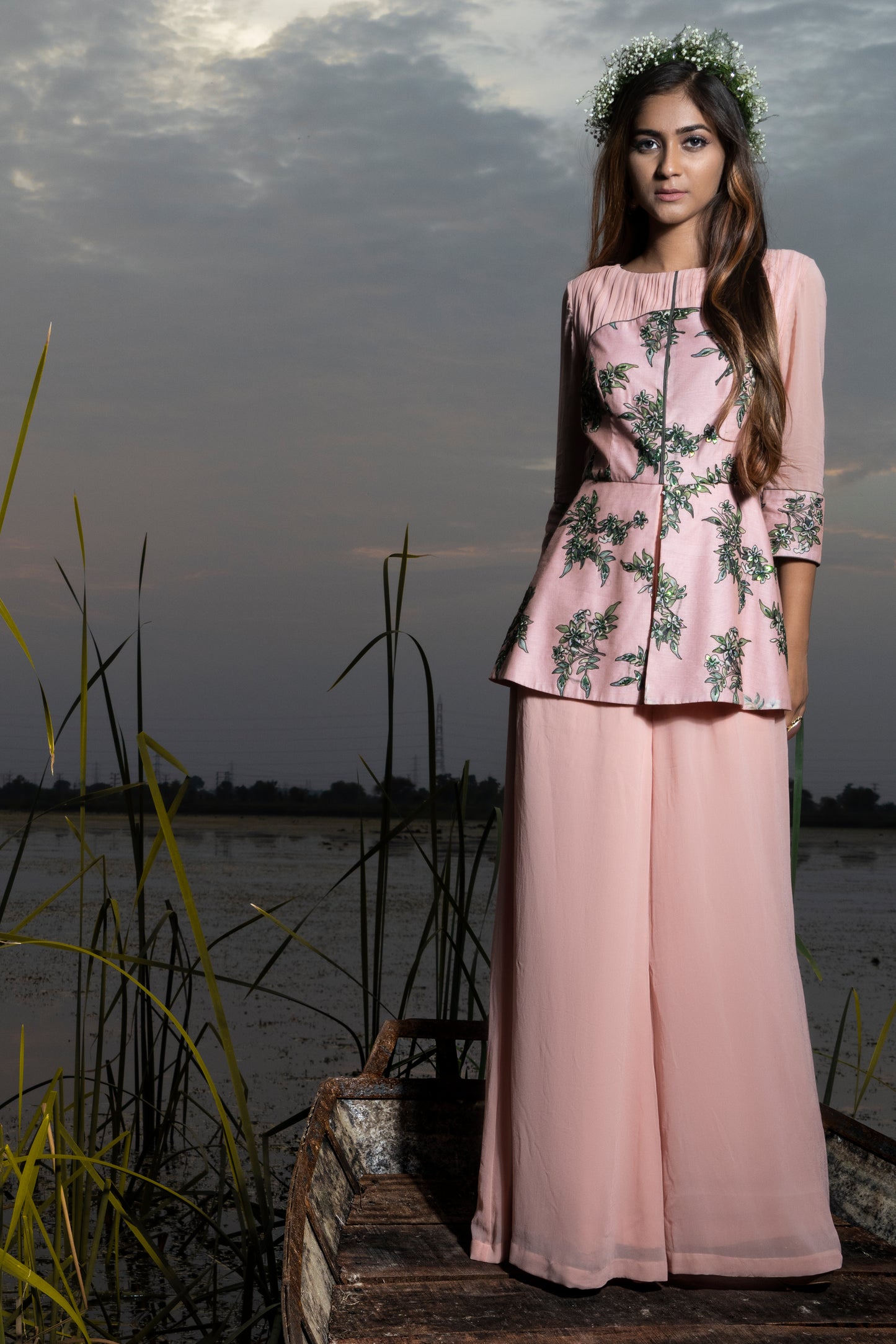 Rossa chanderi pink jumpsuit