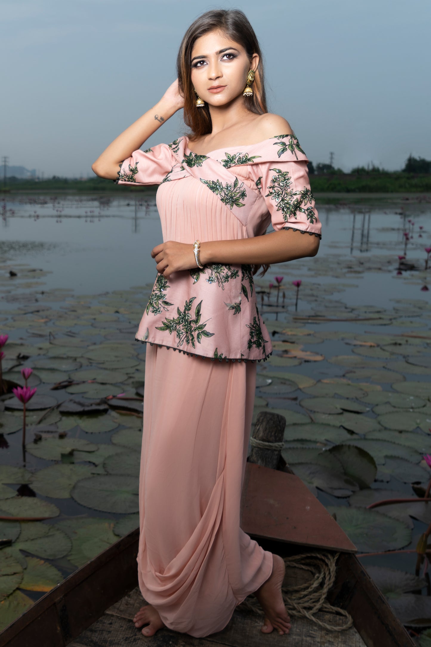 Rossa pink draped jumpsuit