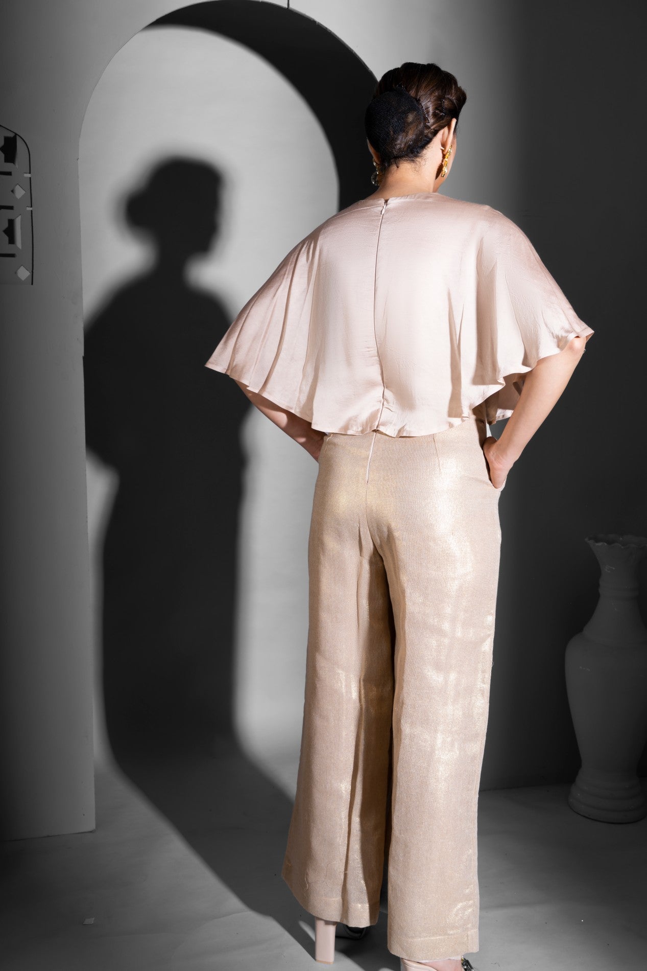 Golden Beige Comfy - Chic Jumpsuit