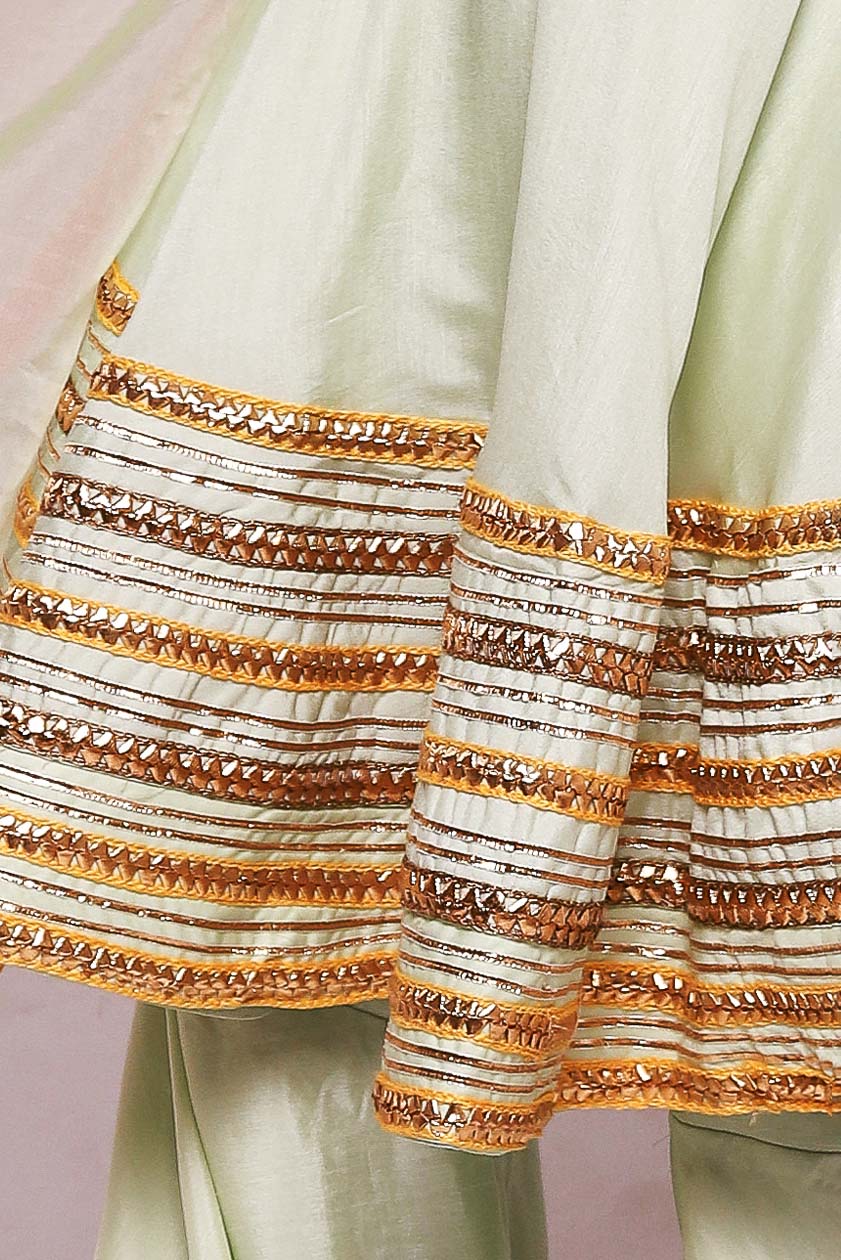 Mint green top with sharara and dupatta set