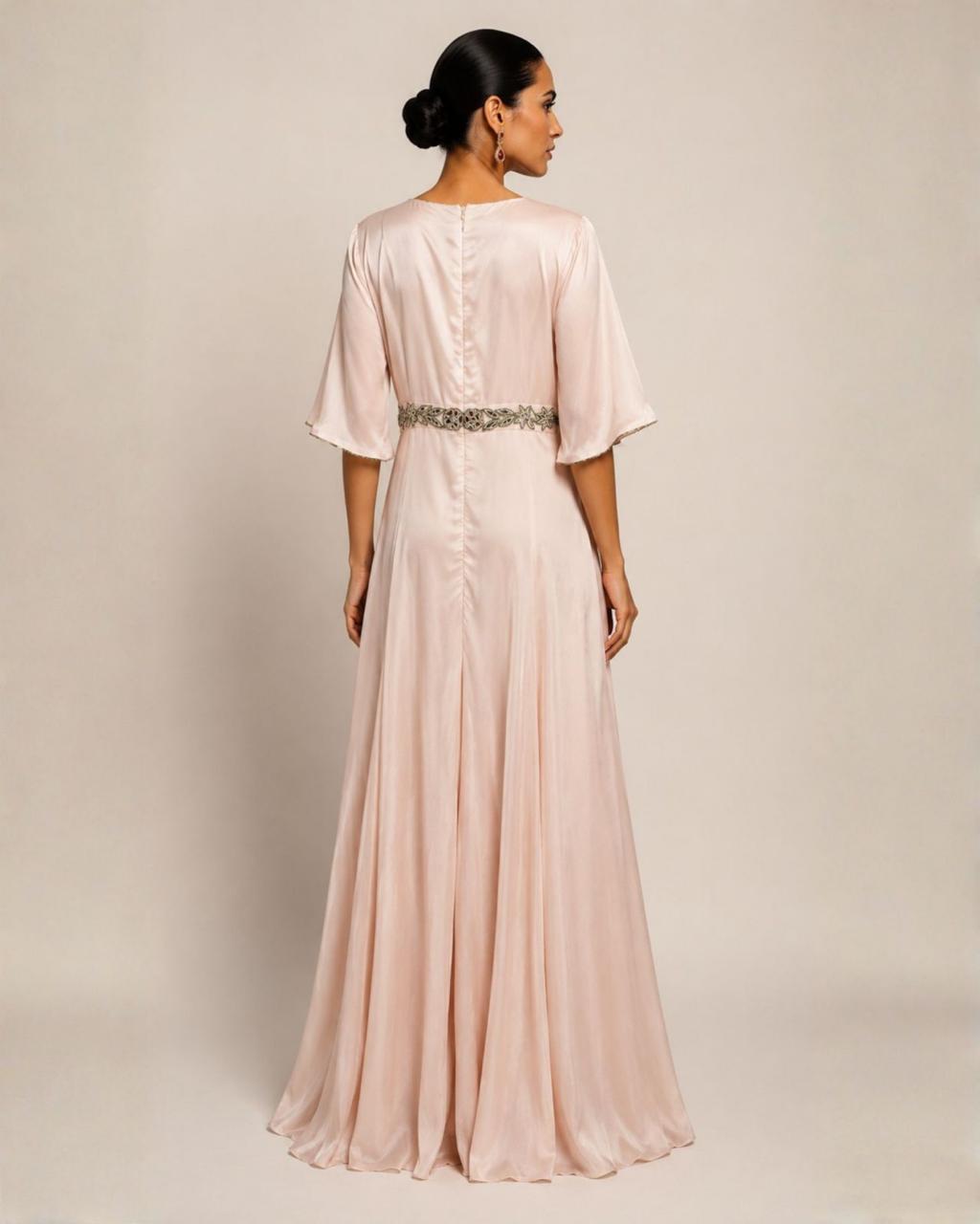 Blush Pink Embroidered Wide-Leg Jumpsuit