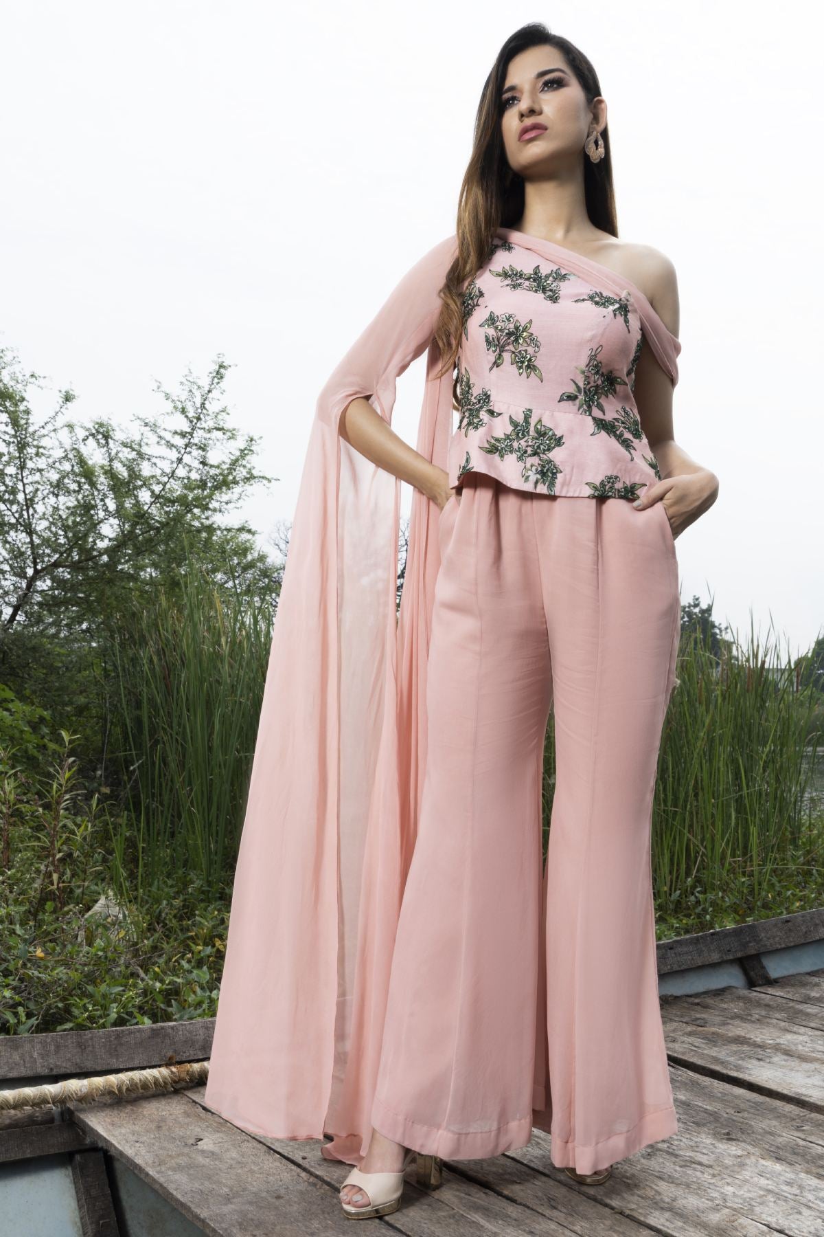 Rossa pink off shoulder jumpsuit