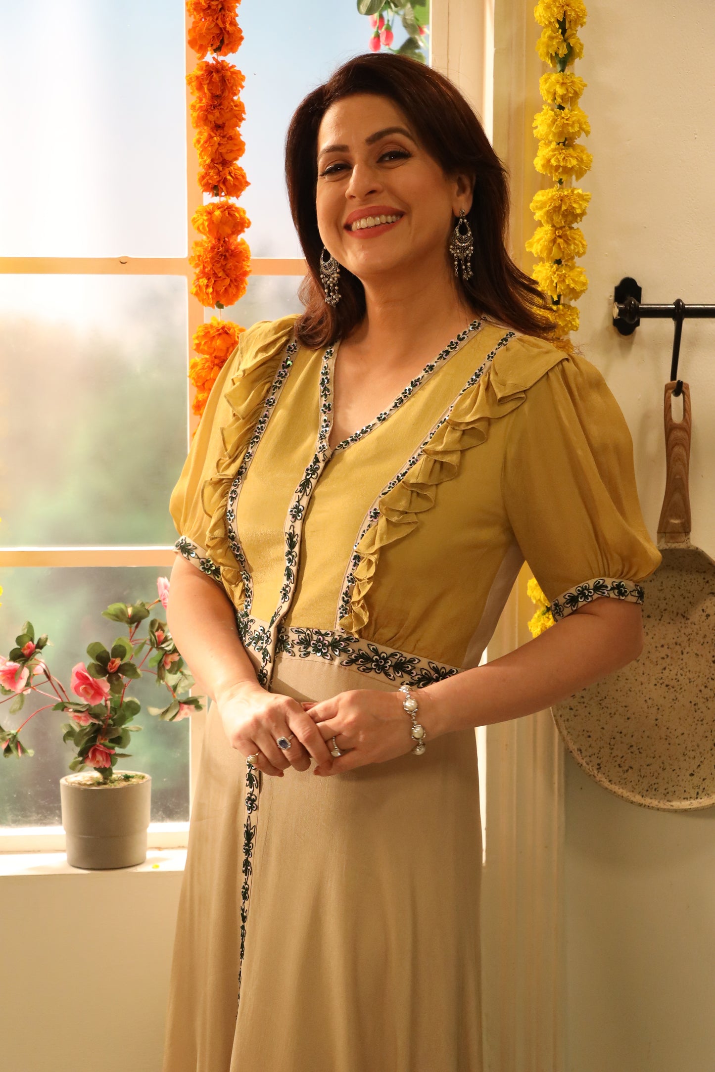 Amrita Raichand in Yellow and Ivory Blossom Tunic Dress