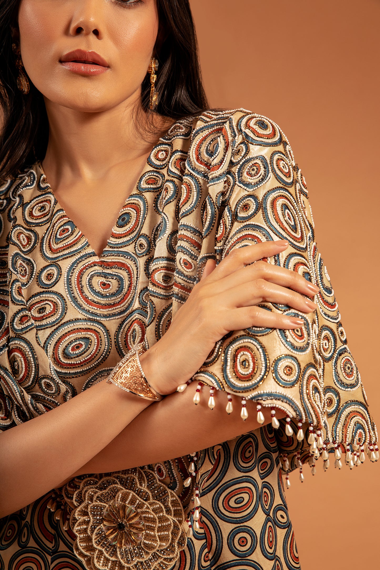 Ivory Ajrakh Print Wide Leg Jumpsuit
