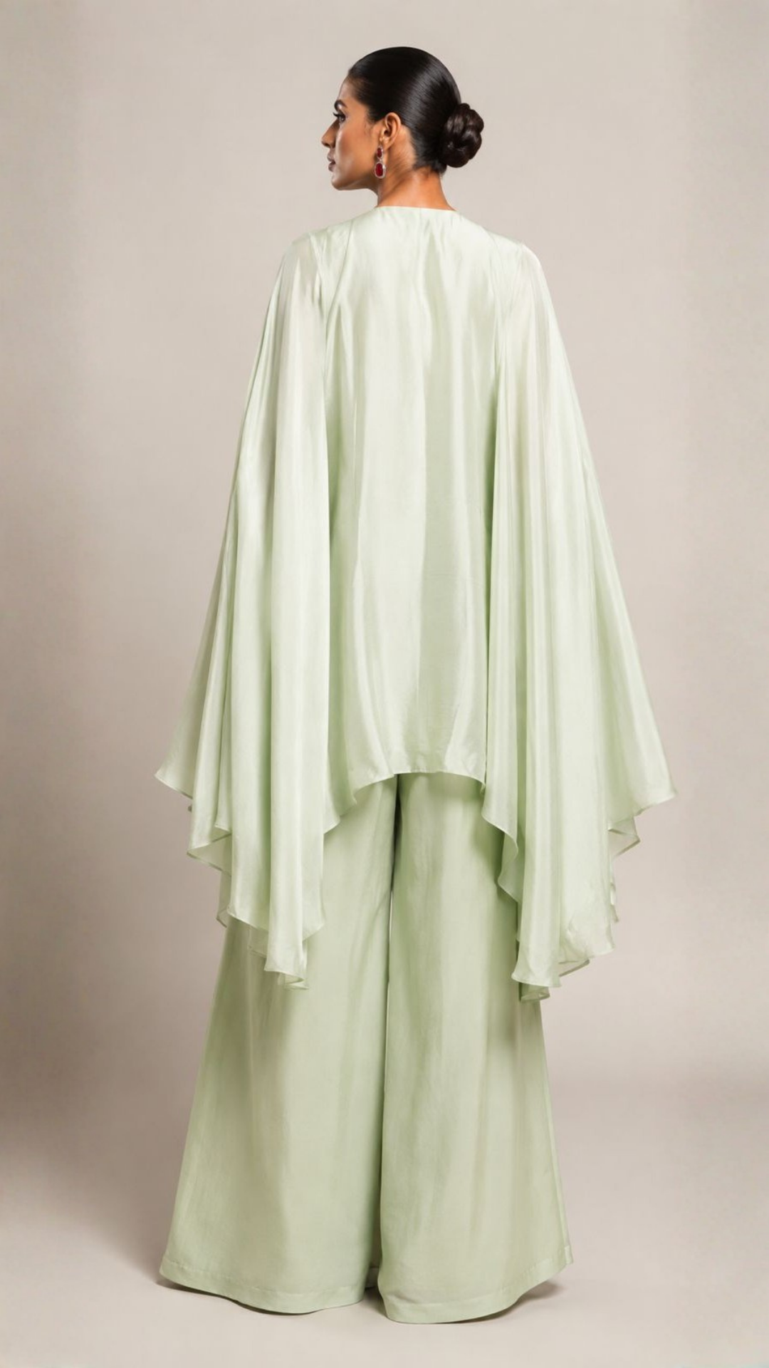 Mint Green Embroidered Cape Co-Ord Set