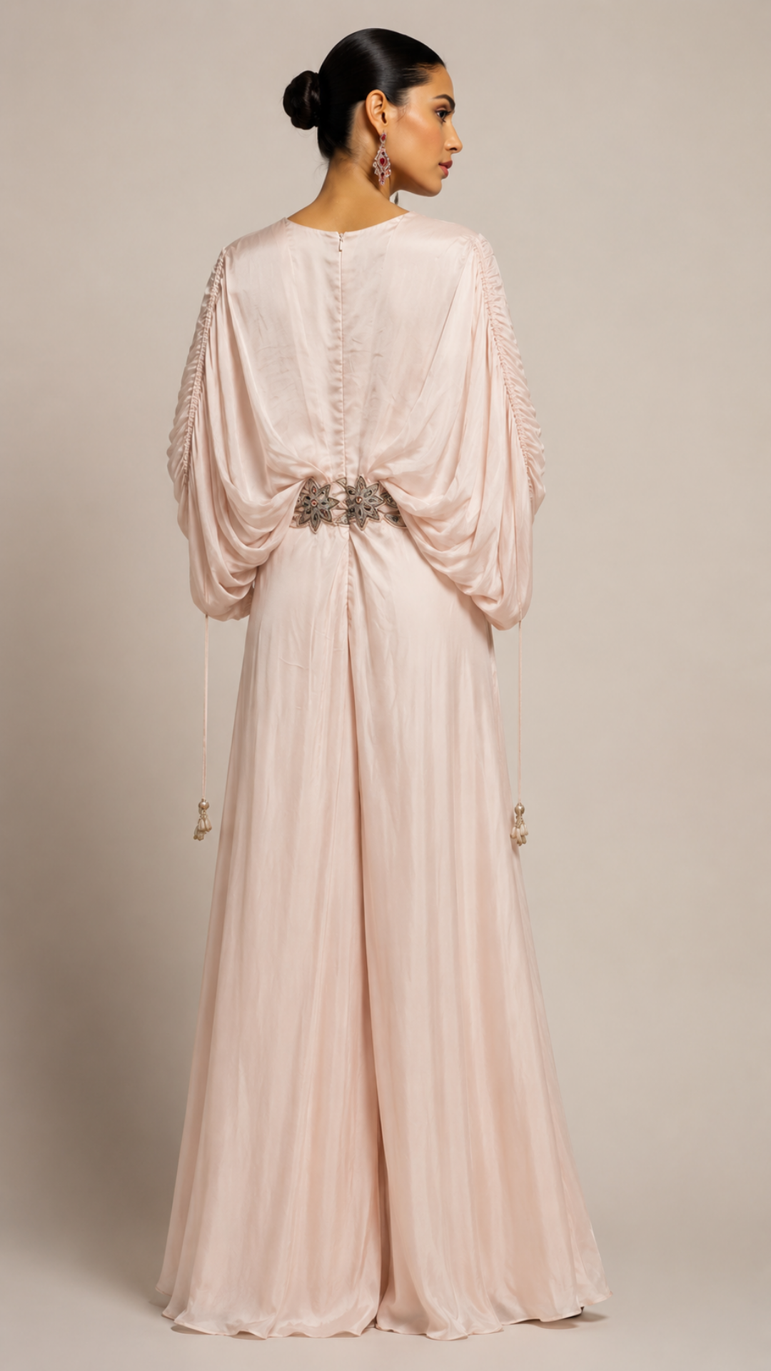 Blush Pink Draped Kaftan Gown