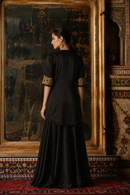 Black Floral Embroidered Co-Ord Set