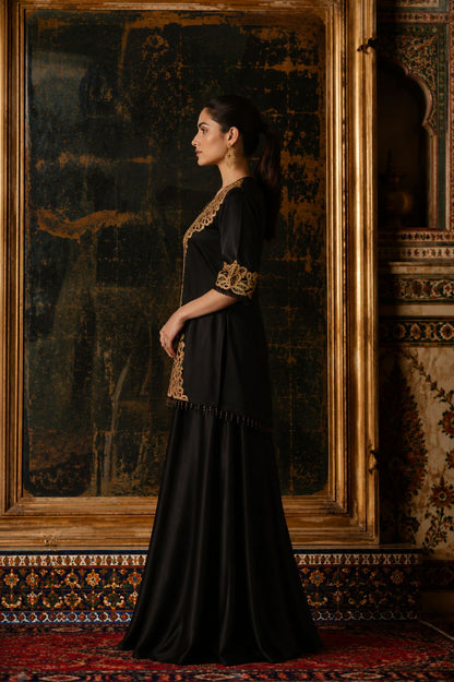 Black Floral Embroidered Co-Ord Set