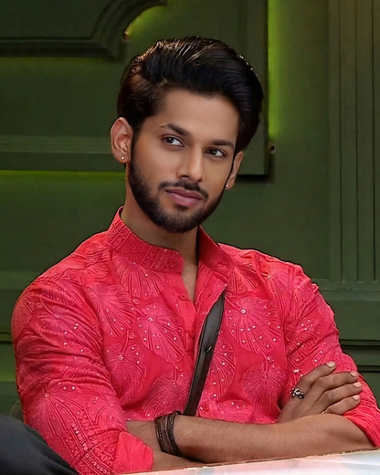 Baseer Ali in Bright Pink Embroidered Kurta
