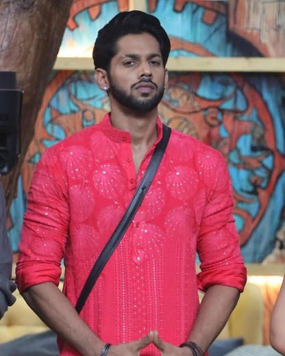 Baseer Ali in Bright Pink Embroidered Kurta