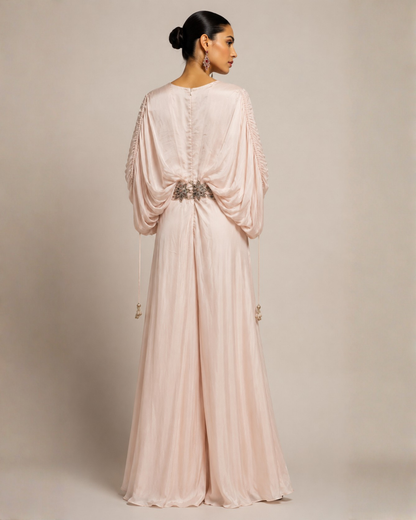 Blush Pink Draped Kaftan Gown