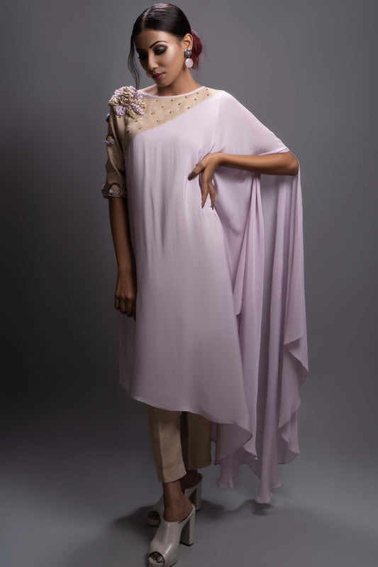 Lavender Drape Tunic & Jute Pants Co-Ord Set