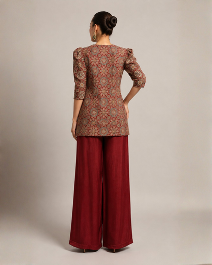 Heritage Print Red Peplum Co-Ord Set