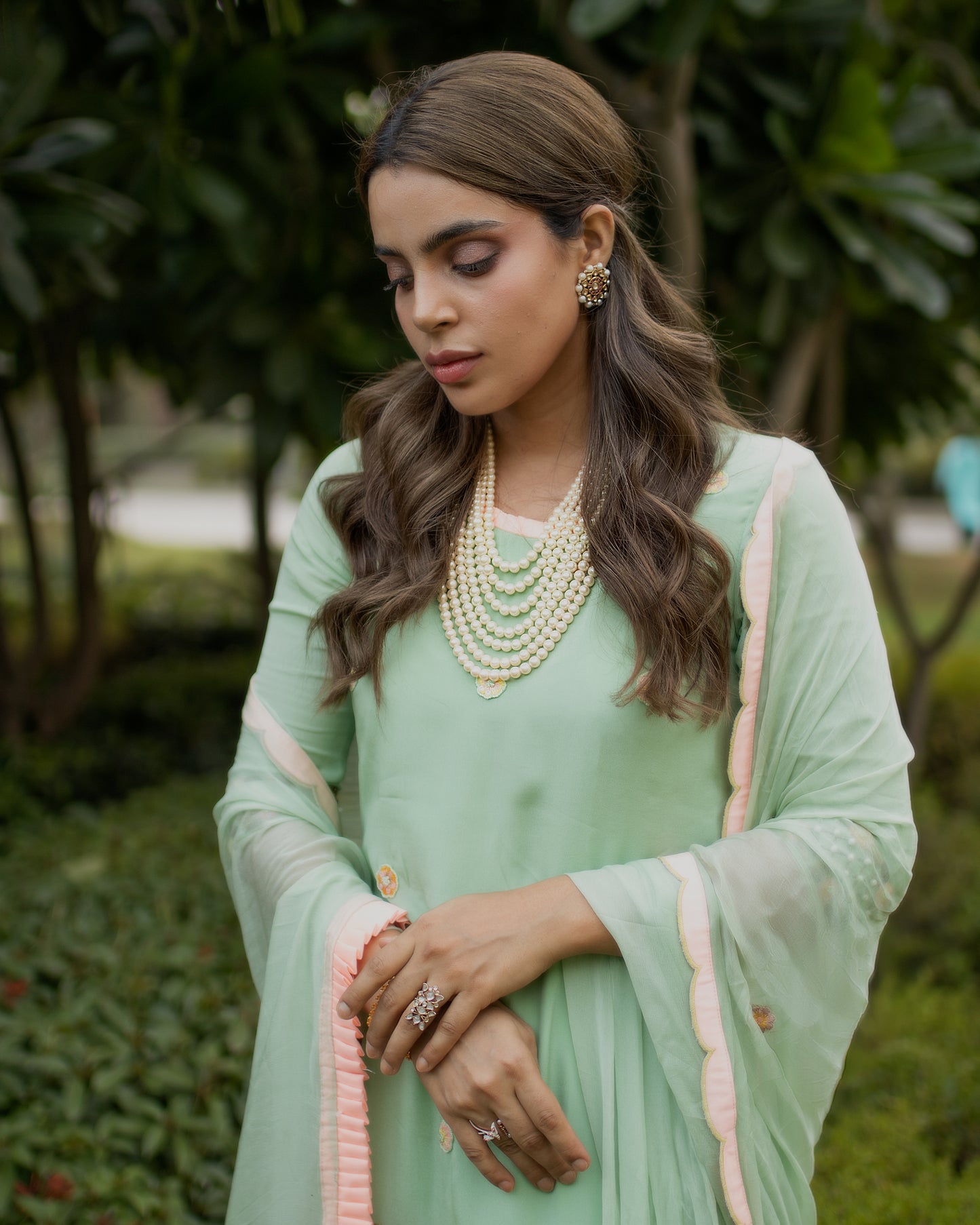 Sheena Sherwani in Green Embroidered Gharara Set