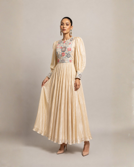 Ivory Embroidered Anarkali Dress