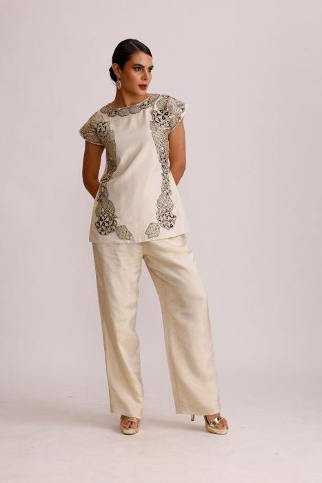 Ivory Top with Straight Pants