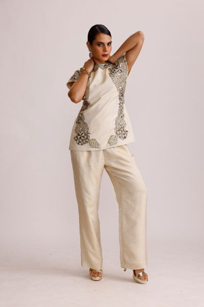 Ivory Top with Straight Pants