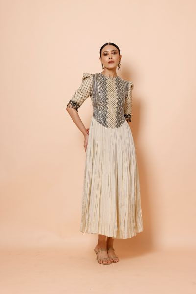 Ivory Corset Pleated Gown