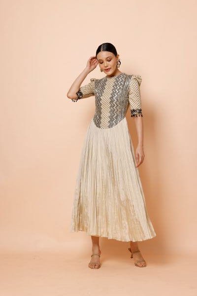 Ivory Corset Pleated Gown