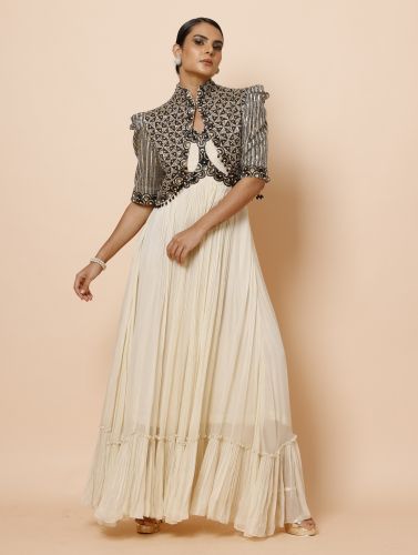 Ivor Gown with Ajrakh Jacket