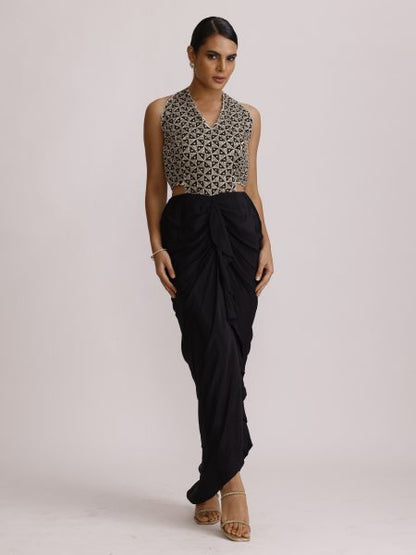 Black Ajrakh Handcrafted One Piece
