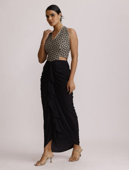 Black Ajrakh Handcrafted One Piece