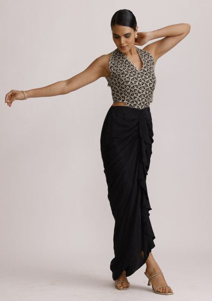 Black Ajrakh Handcrafted One Piece