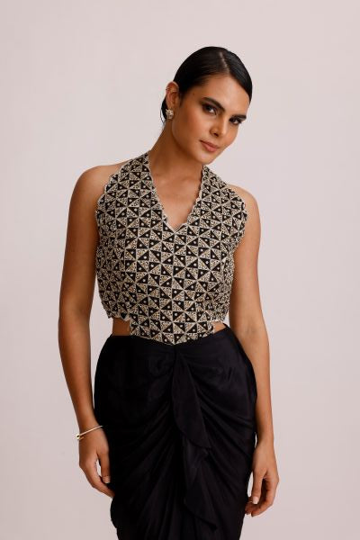 Black Ajrakh Handcrafted One Piece