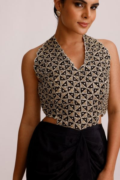 Black Ajrakh Handcrafted One Piece