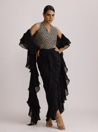 Black Ajrakh Handcrafted One Piece