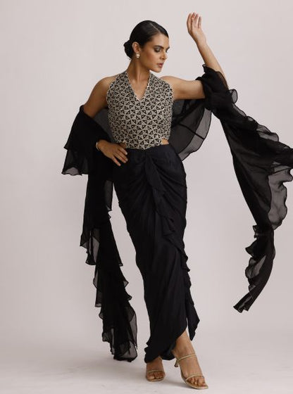 Black Ajrakh Handcrafted One Piece