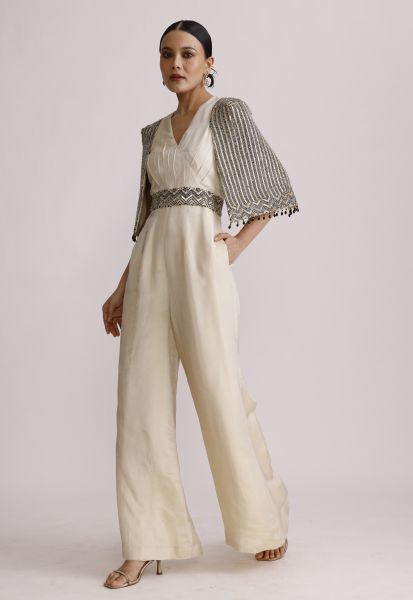 Ivory Jumpsuit with Belt