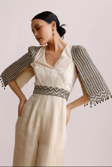 Ivory Jumpsuit with Belt