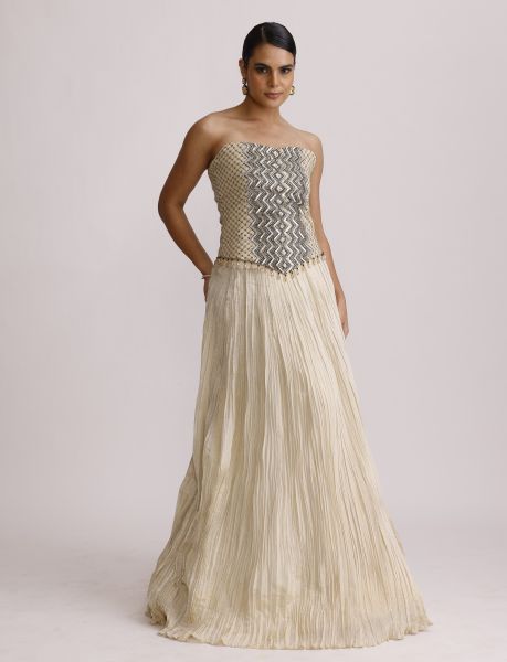 Ivory Corset Top with Crush skirt