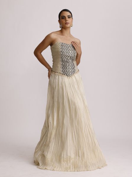 Ivory Corset Top with Crush skirt