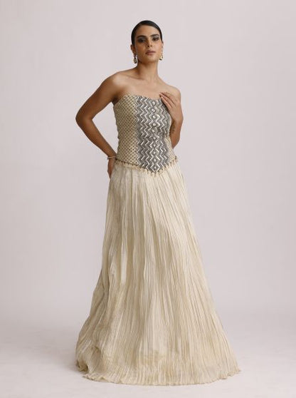 Ivory Corset Top with Crush skirt