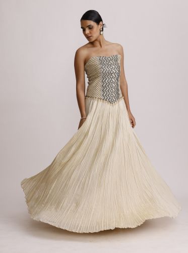 Ivory Corset Top with Crush skirt
