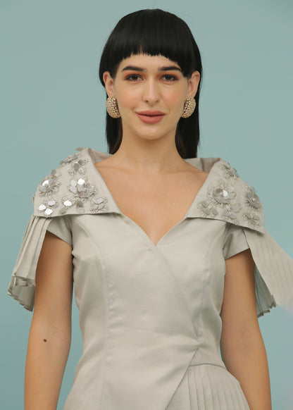 Pearl river Grey Fancy Sleeves Coord Set