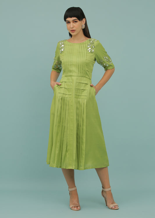Light Green A-Line Yoke Dress