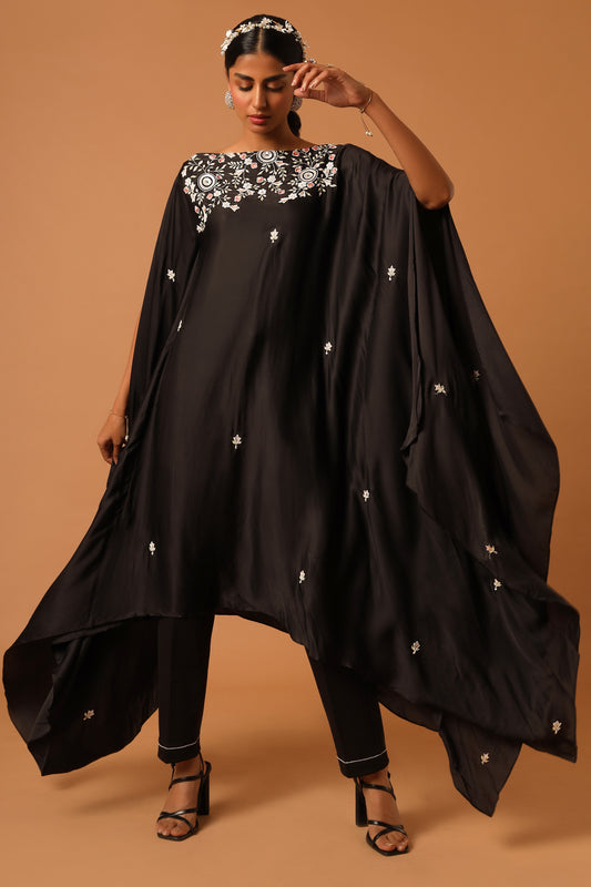 Black Embroidered Kaftan dress