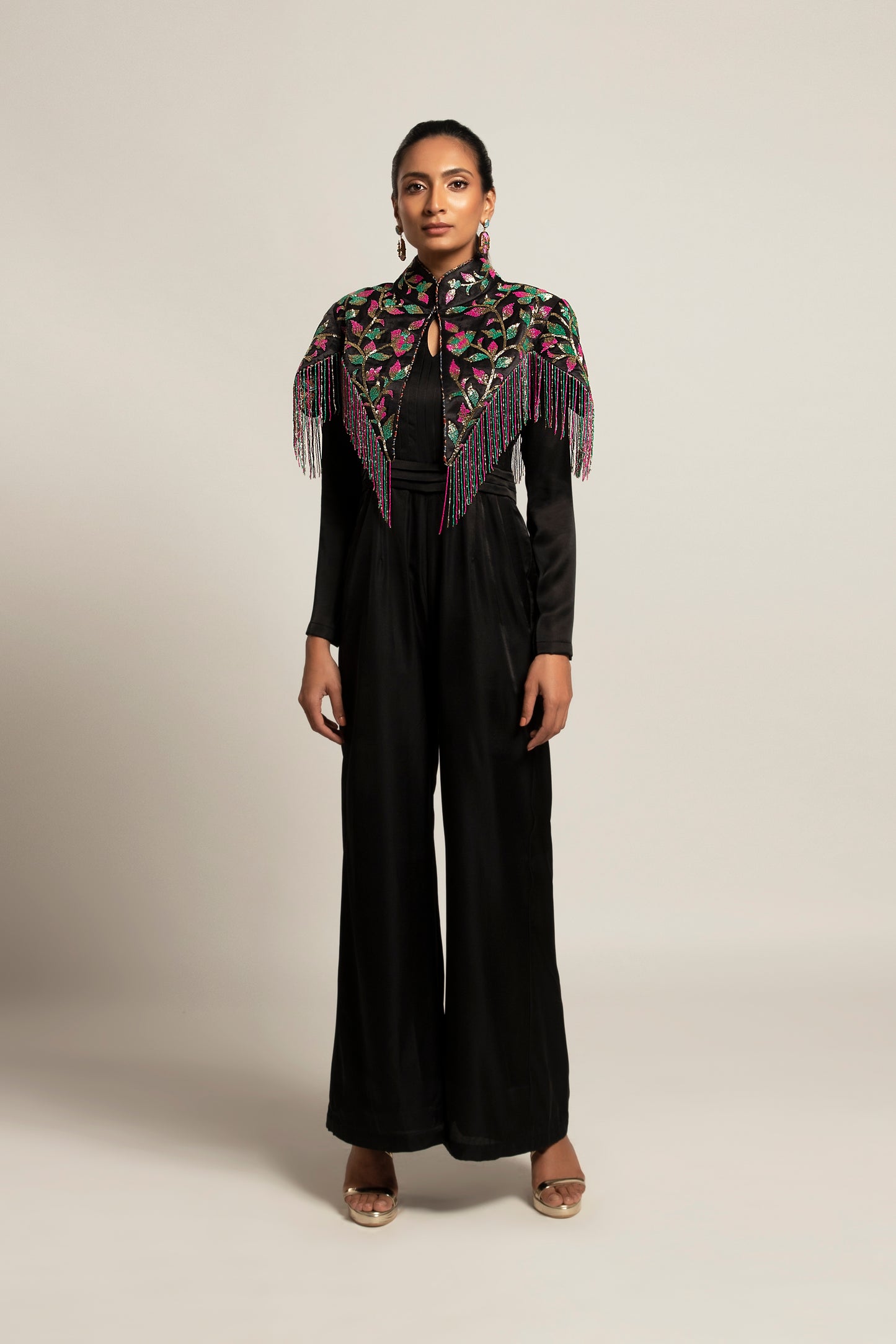 Black Jumpsuit with Embellished Jacket