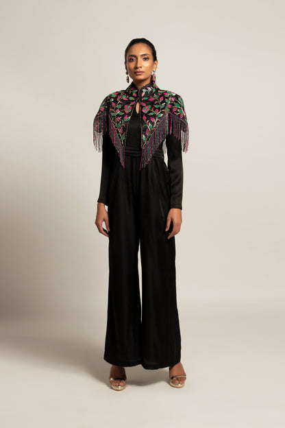 Black Jumpsuit with Embellished Jacket