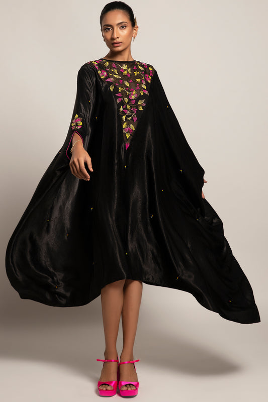 Black Organza Embellished Kaftan