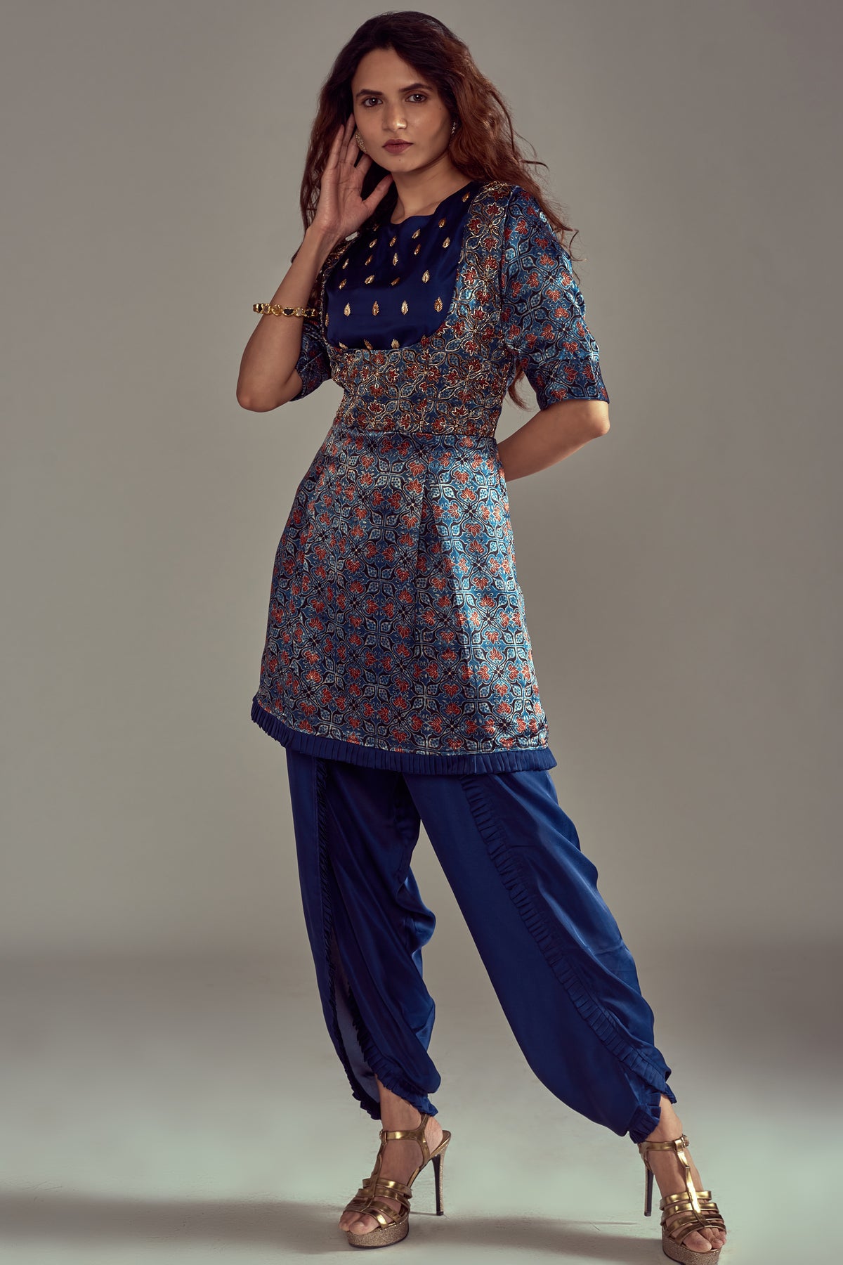 Layla Short kurti with pleated dhoti