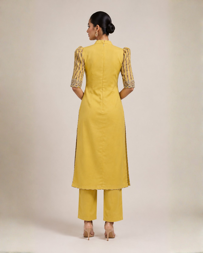 Sunshine Yellow Embroidered Straight Kurta Set