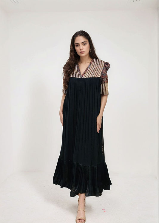 Black ajrakh embellished dress