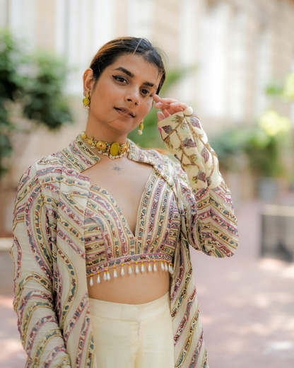 Vidhi Kothari in Ivory Bralette and Palazzo Pants with Jacket