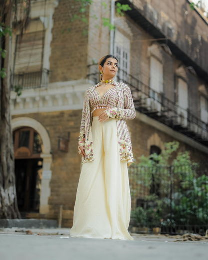Vidhi Kothari in Ivory Bralette and Palazzo Pants with Jacket